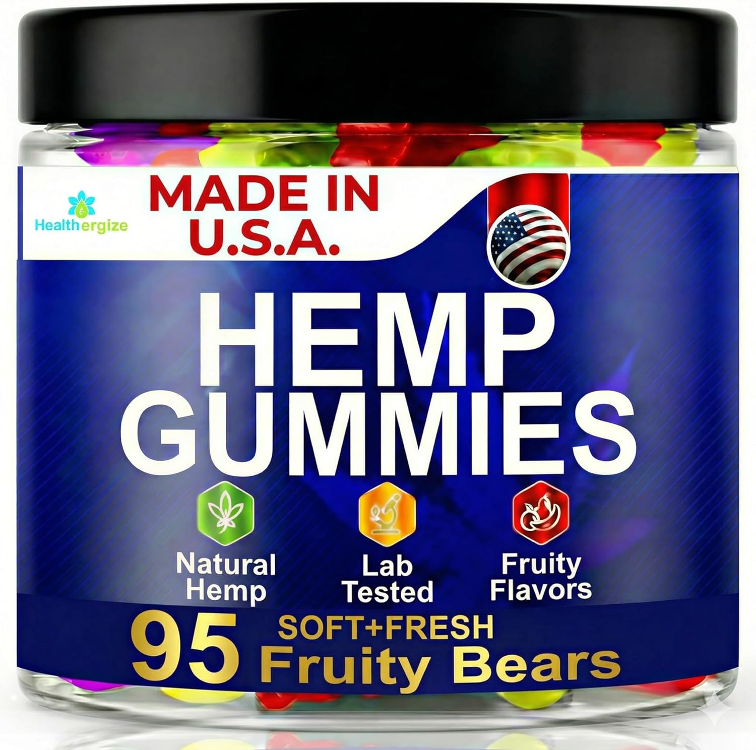 Hemp Gummies for Sleep Gummy Bear Edibles, Peace and Relaxation, Hempseed Oil Infused Fresh Soft and Fruity Candy-95 Count