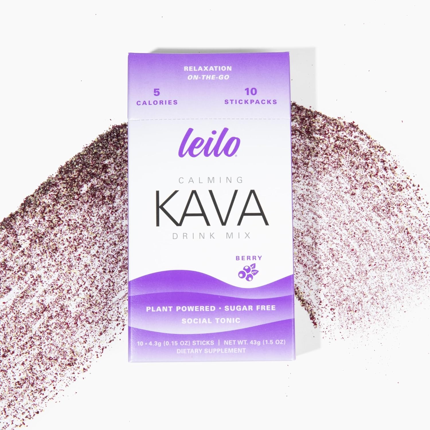 Leilo | Calming Kava Drink Mix | Berry, 10 Stick Packs (Plant-Based Relaxation Powder, Non-Alcoholic, Sugar-Free Herbal Supplement) - Image 8