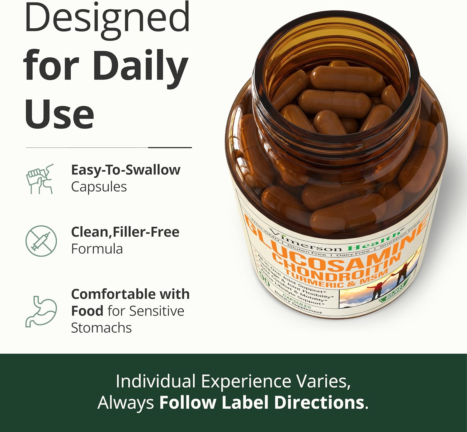 Glucosamine Chondroitin MSM – Joint Support Supplement for Women and Men with Glucosamine Sulfate 1500 mg, Chondroitin and MSM – for Cartilage, Joint Health and Flexibility – 90 Capsules - Image 6