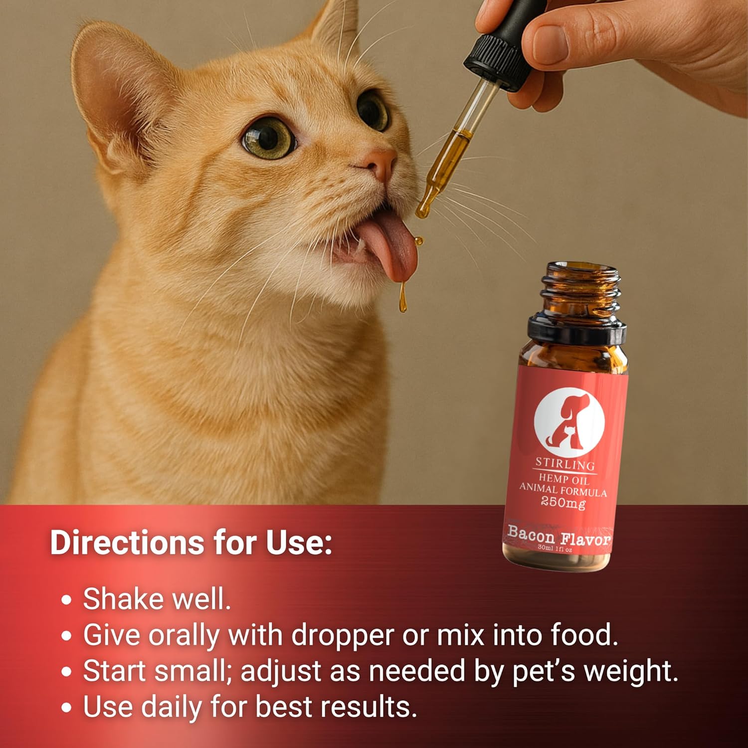 Stirling Powerful Hemp Oil for Dogs and Cats - Helps Relieve Pain and Sore Muscles - Reduces Dog and Cat Separation Anxiety - Calming - Relief - No Drowsiness - 250mg - Image 5
