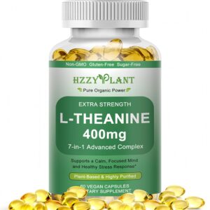 L Theanine Softgels, High Absorption L-Theanine 400 mg for Women & Men, Extra Strength L Theanine Stress Relief with Ashwagandha, Lemon Balm for Calm Focus & Mood Balance, Plant Based, Non-GMO, Vegan
