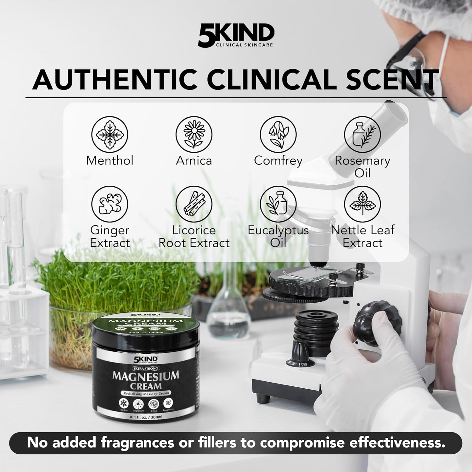 5Kind Extra Strong Magnesium Cream 10.1 fl oz - Neuropathy Nerve Relief Cream - Lotion for Restless Legs - Magnesium Rub Infused with Arnica, Eucalyptus, Comfrey, Menthol & Hemp Oil - Image 11