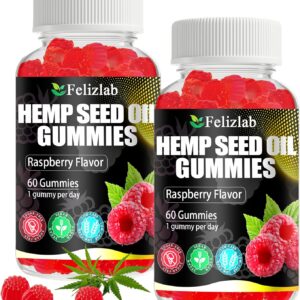 Hemp Gummies for Sleep, Pain, Anxiety -120 Count Plant Based Natural Hemp Oil Extract Gummy with Omega & Vitamin B for Relaxation and Peace - in a Raspberry Shape (Raspberry Flavor)