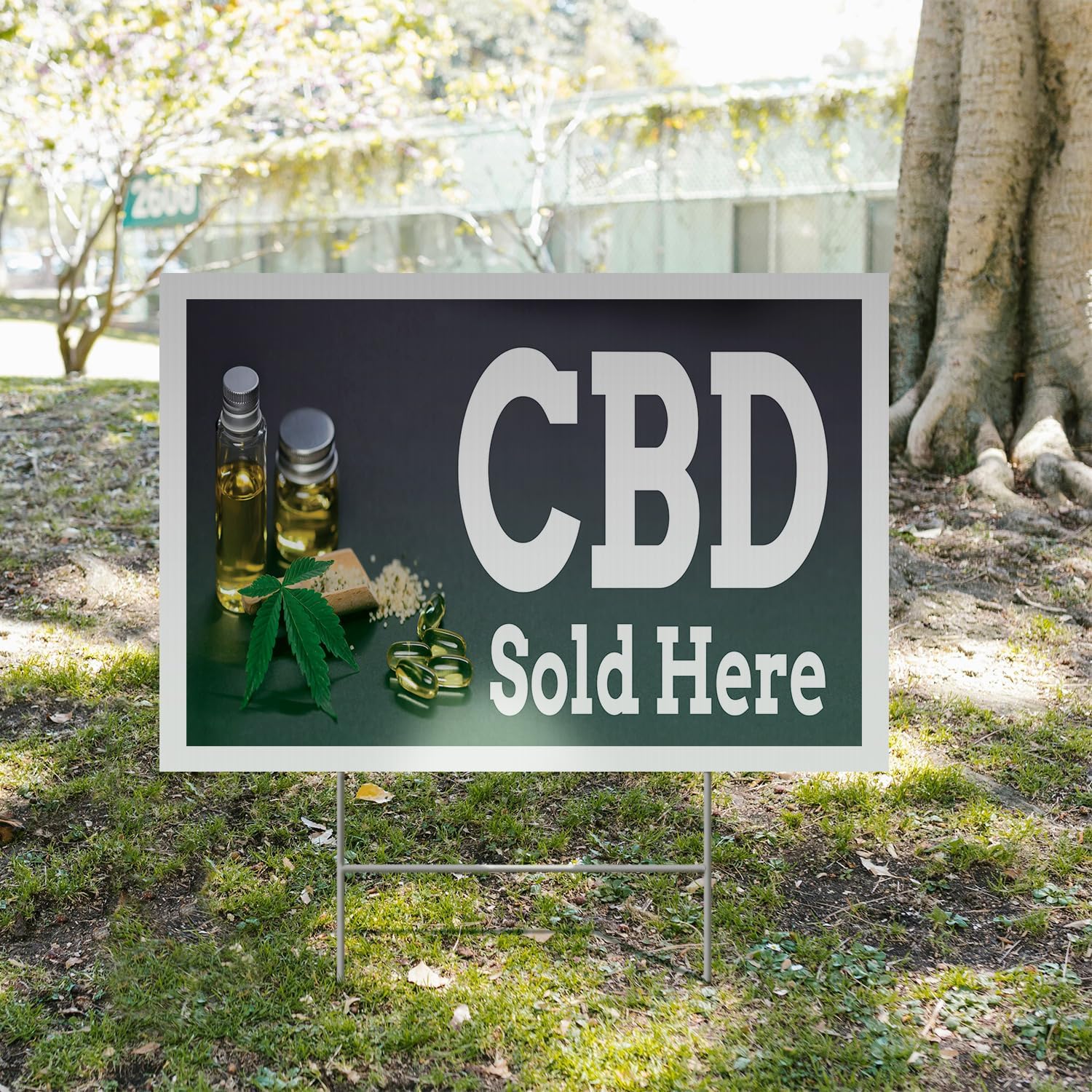 CBD Sold Here Yard Sign 2 Pack of 24 Inch x 36 Inch Double Sided Weatherproof Heavy-Duty Plastic with Stake | Herbal Remedies, Stress Relief, Natural Wellness | Made in USA - Image 5