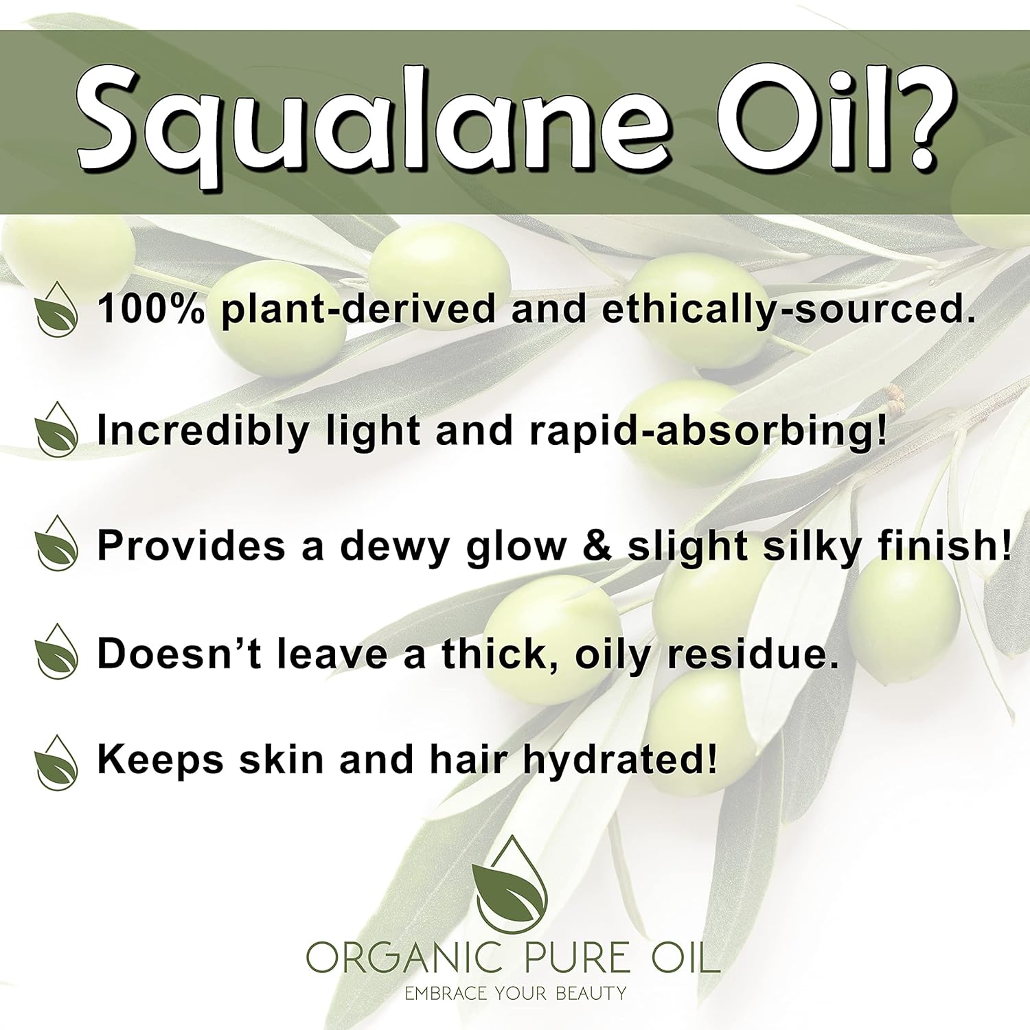 Squalane Oil - Pure, Refined, Plant-Derived, Non-GMO Squalene from Olives - 4 oz Glass & Dropper - Ultra Hydrating Carrier Facial Oil for Face, Skin, Hair, Body, Scalp & More - For All Skin Types - Image 6
