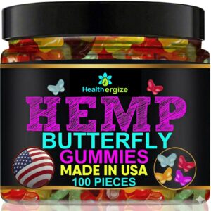 Hemp Gummies For Relaxation And Sleep-Fresh Hemp Oil Gummy Bear Candy Butterfly Shaped-Natural Hempseed Oil-Made In USA-100 Count