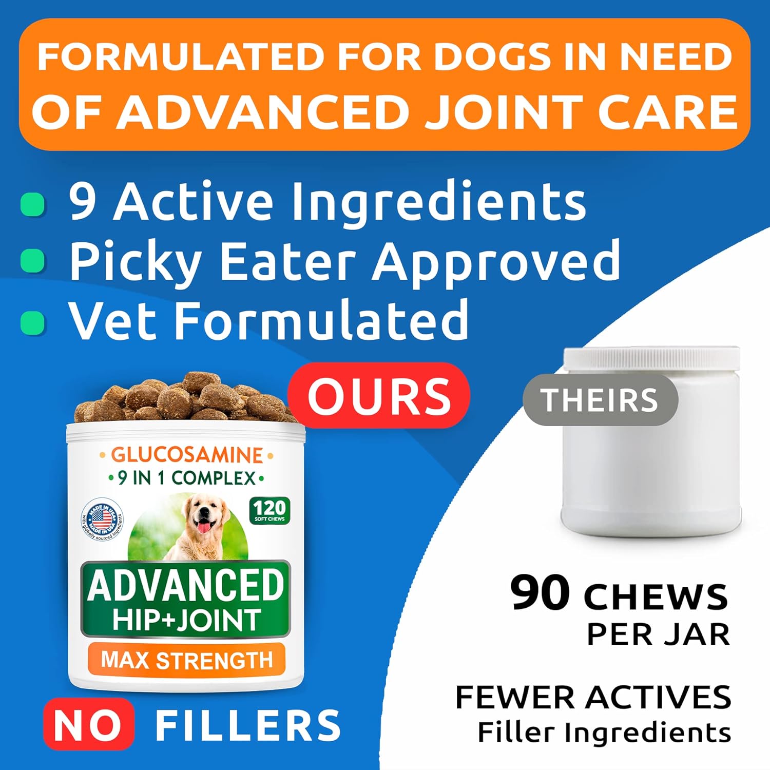 Glucosamine Dog Treats + Calming Hemp Treats Bundle - Senior Advanced Joint Health + Anxiety Relief - Chondroitin, Omega-3 + Hemp Oil - Hip & Joint Care + Stress Relief - 120 + 120 Chews - Made in USA - Image 3