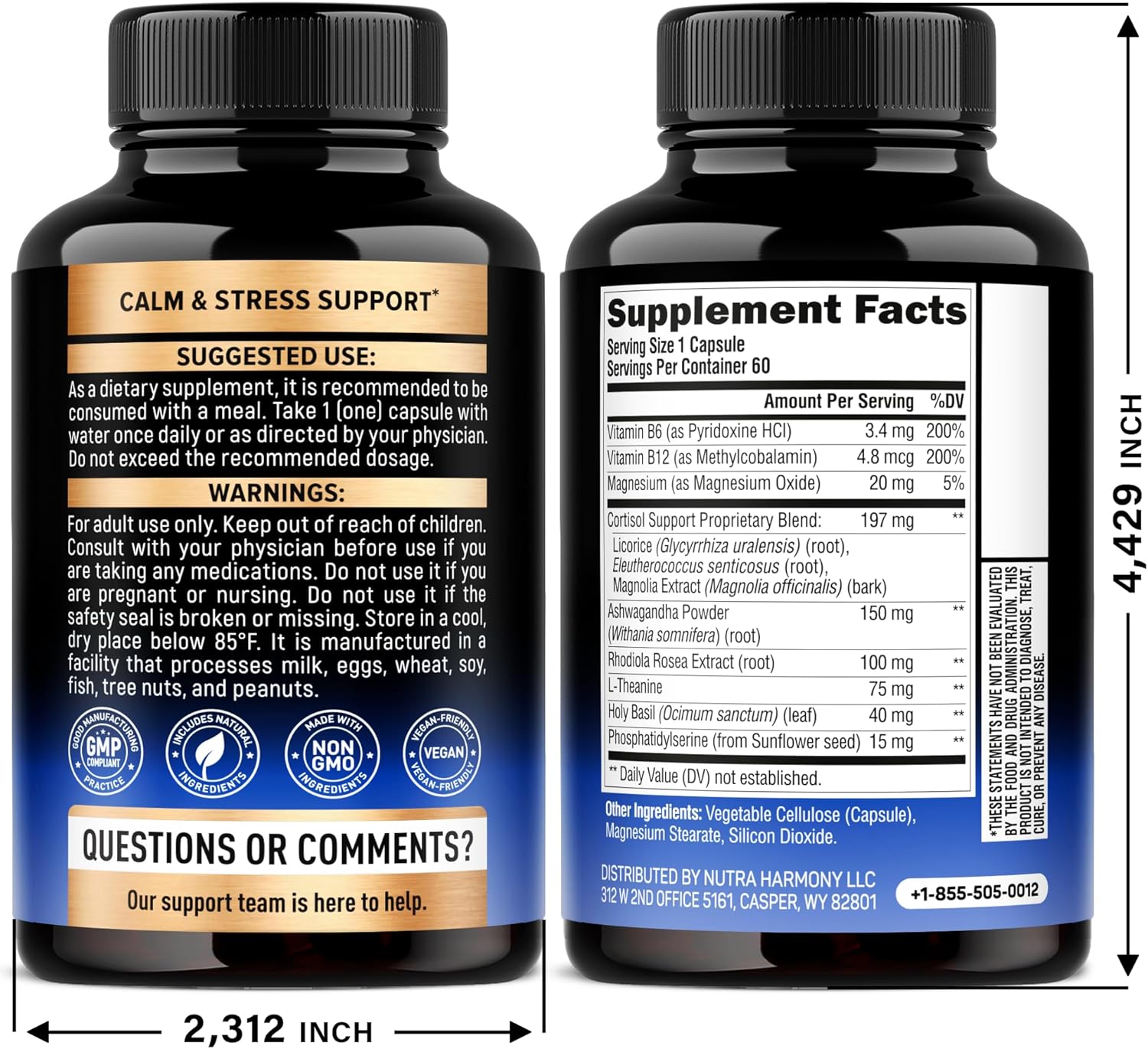 Cortisol Supplement for Women - Holy Basil | Ashwagandha | Rhodiola | L-Theanine - Plant-Based Hormone Balance - Mood, Focus & Sleep Support - Made in USA - Vegan, Non-GMO - 60 Capsules for 2 Months - Image 2