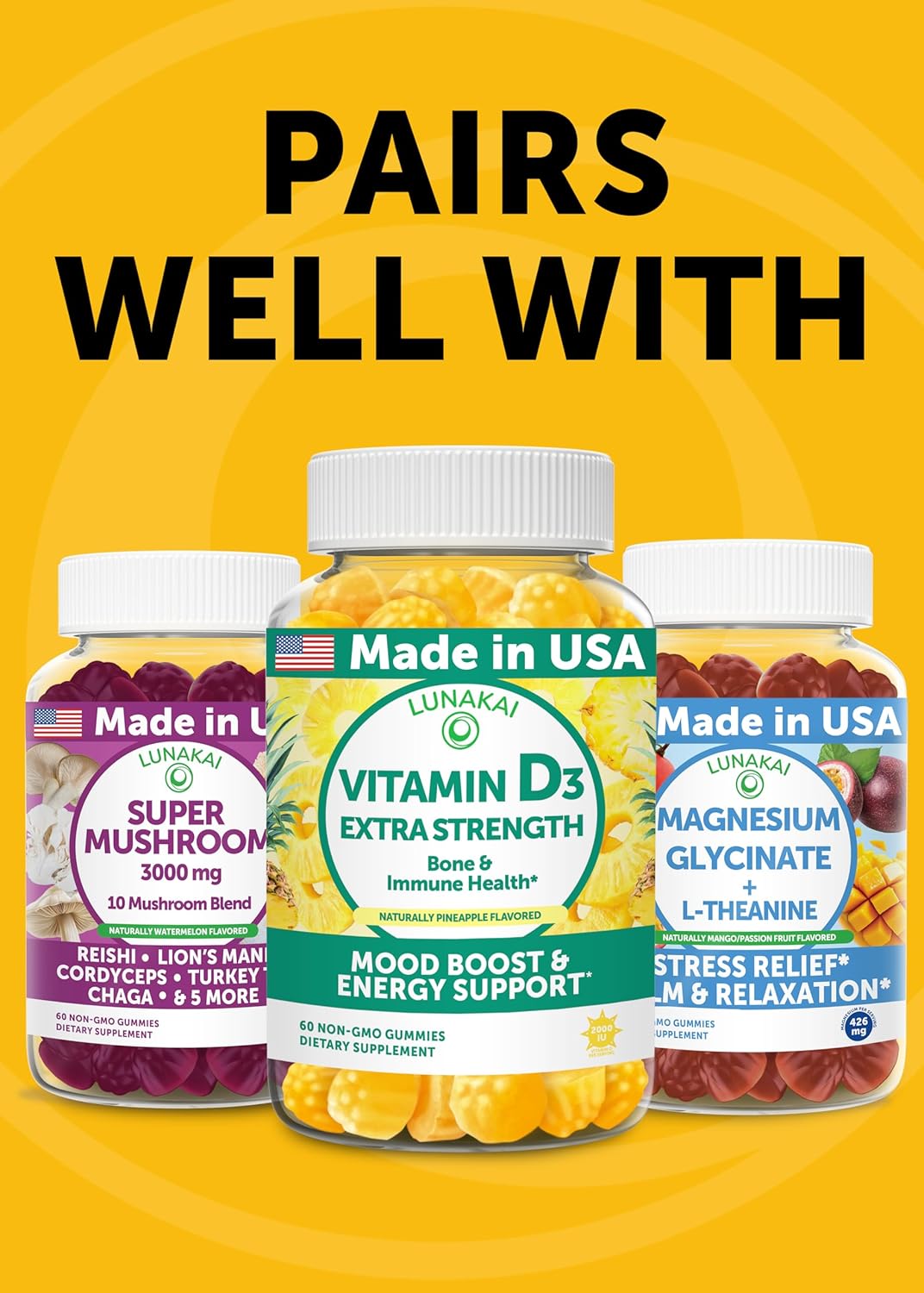 Lunakai USA Made Turmeric and Ginger Supplement Gummies 500mg with Black Pepper – High Absorption Curcumin Turmeric Gummies for Joint Comfort, Daily Immune Support, Non-GMO, 60ct - Image 8