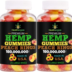 2PACK Hemp Gummies-Fresh Delicious Gummy Peach-for Sleep, Calm and Relax, Back-Premium Hemp Oil Gummy Edibles, Natural Hemp Party-Made in USA