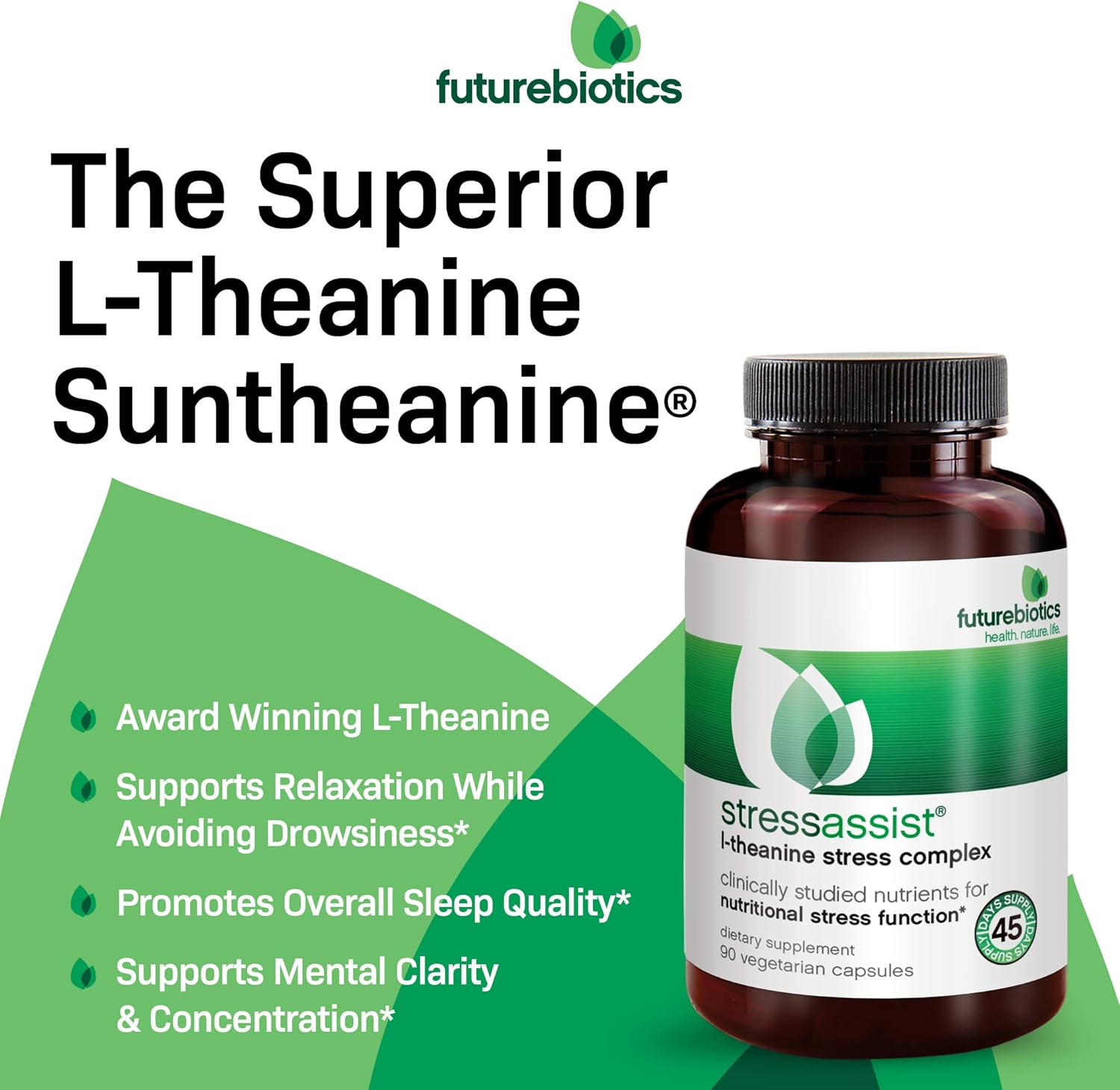 Futurebiotics Stressassist L-theanine Ashwagandha and Rhodiola Rosea Stress Complex - Natural Nutritional Stress Function, 90 Vegetarian Capsules - Image 3