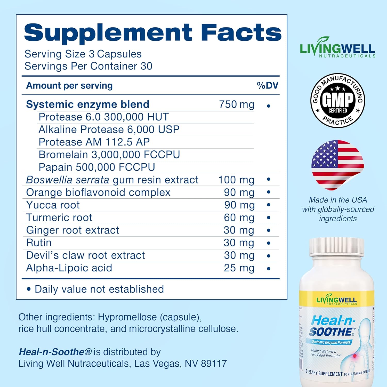 HEAL-N-SOOTHE Proteolytic Systemic Enzymes – Joint Supplement with Bromelain, Papain, Boswellia – Joint Mobility, Muscle Flexibility, Protein Digestion, Circulatory & Immune Health - 90 Count (1 Pack) - Image 7