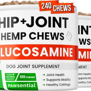 ADVANCED Hemp Hip & Joint Supplement for Dogs - Glucosamine for Dogs - Dog Joint Pain Relief Treats - Chondroitin Turmeric MSM Hemp Oil - Hemp Treats for Joint Health - Senior Mobility Support Chew