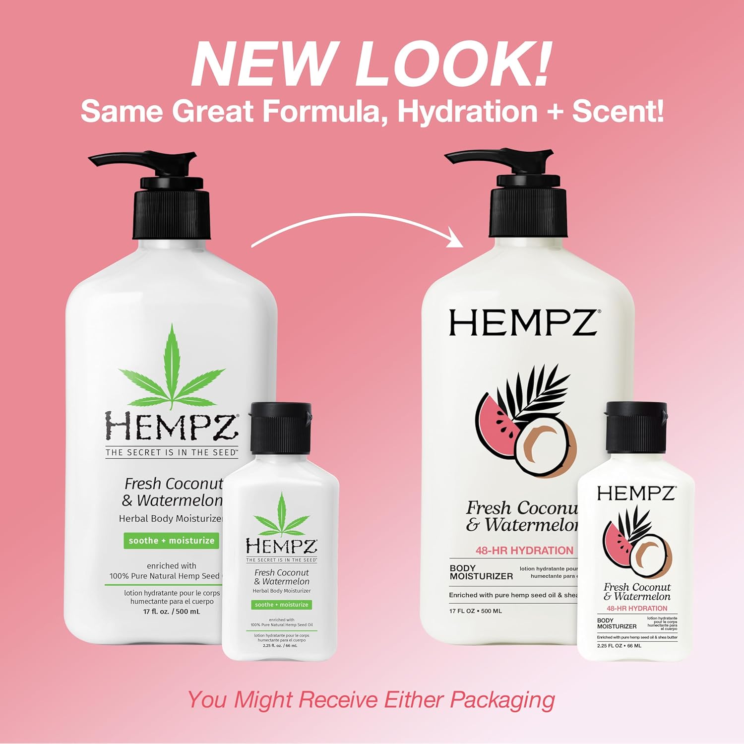 Hempz Body Lotion - Fresh Coconut & Watermelon Daily Moisturizing Cream, Shea Butter Body Moisturizer - Skin Care Products, Hemp Seed Oil - Large - Image 3