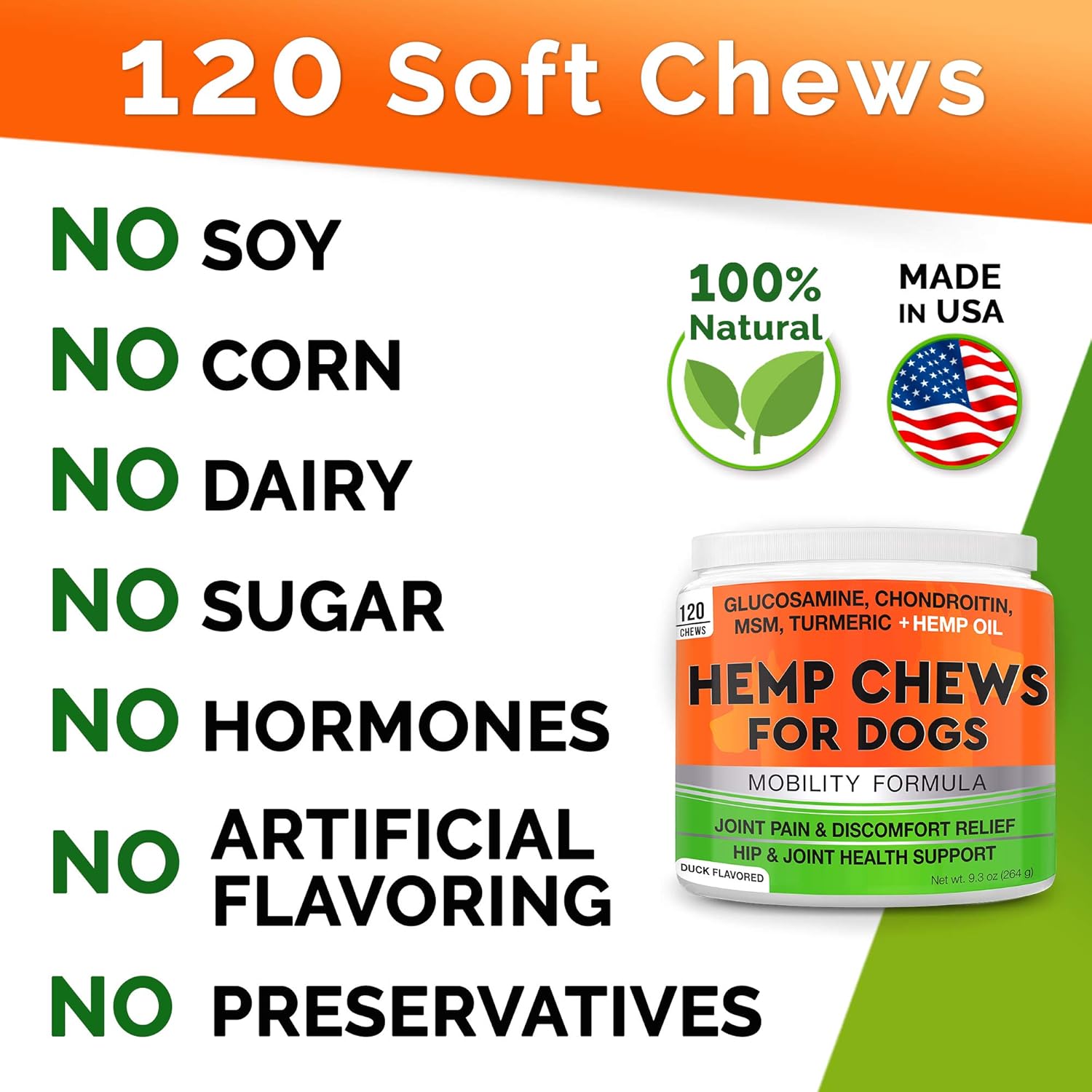 Glucosamine for Dogs Hip & Joint Supplement - Chondroitin, Omega-3, MSM - Joint Health & Pain Relief - Senior & Large Dogs - Made in USA - 120 Count Mobility Chews - Image 6