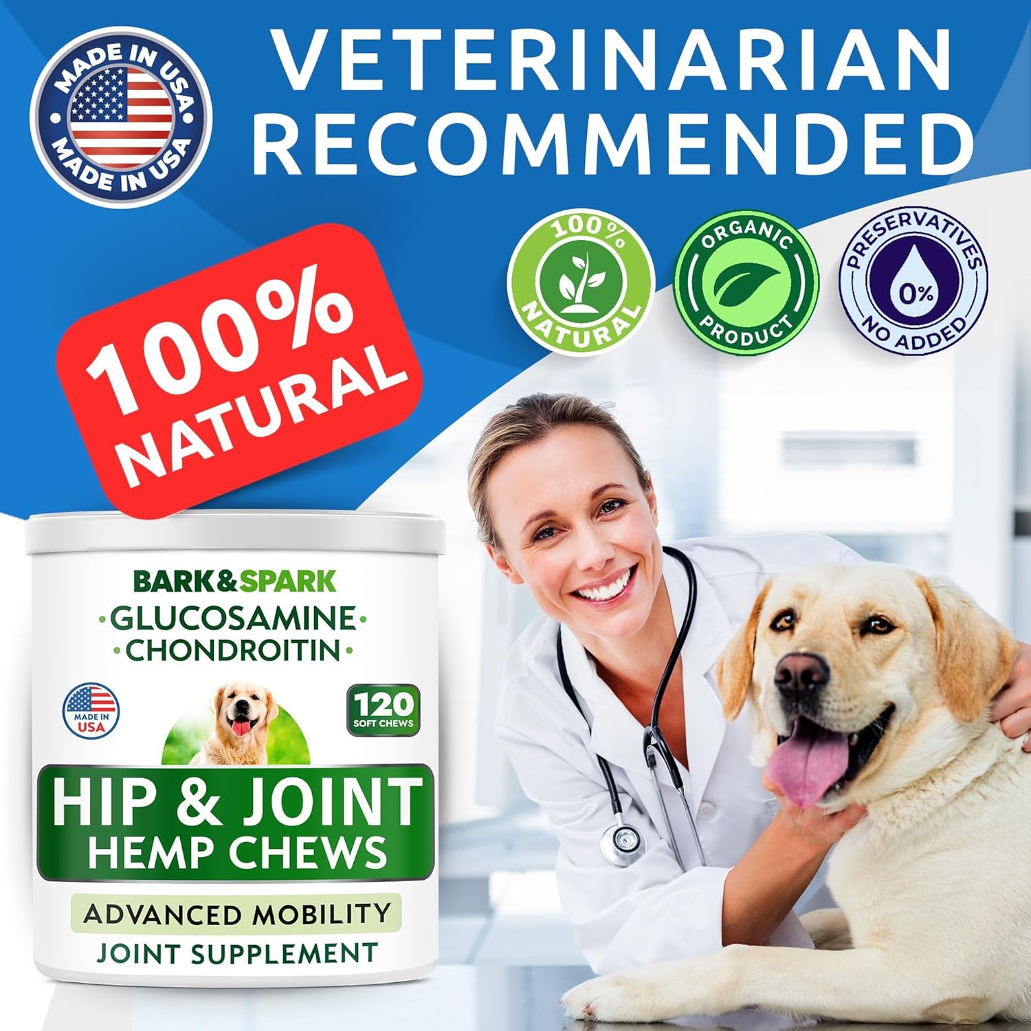 Hip & Joint Support for Dogs - Hemp Chews for Dog Joint Pain Relief with Glucosamine & Chondroitin - Joint Supplement for Large & Small Breeds - Senior Dog Mobility Treats - 120ct, Lamb Flavor - Image 8