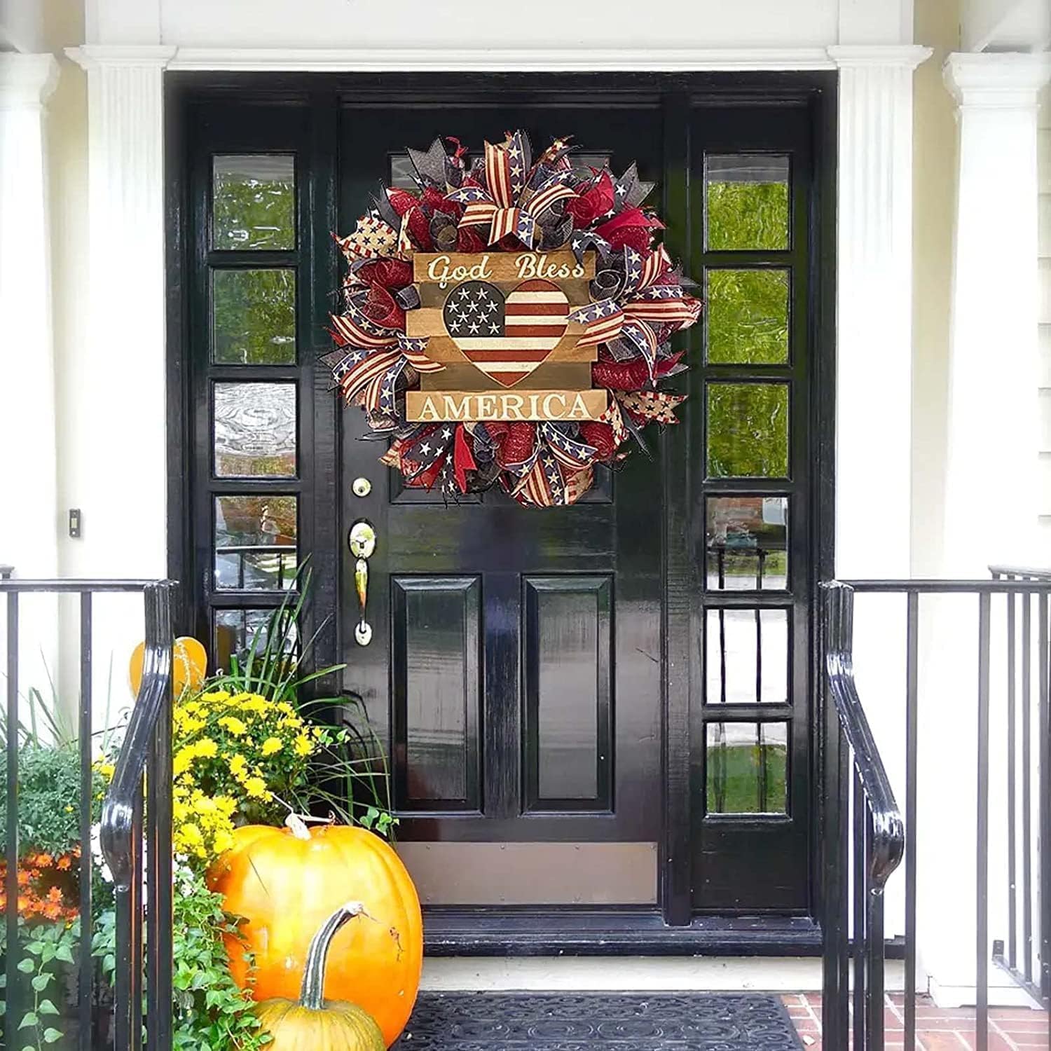 250th Anniversary Patriotic Wreath, Red White and Blue Wreath All-Weather Farmhouse Outdoor Holiday Decoration, Memorial Wreaths 3D Eagle Wreaths for Front Door (B) - Image 3
