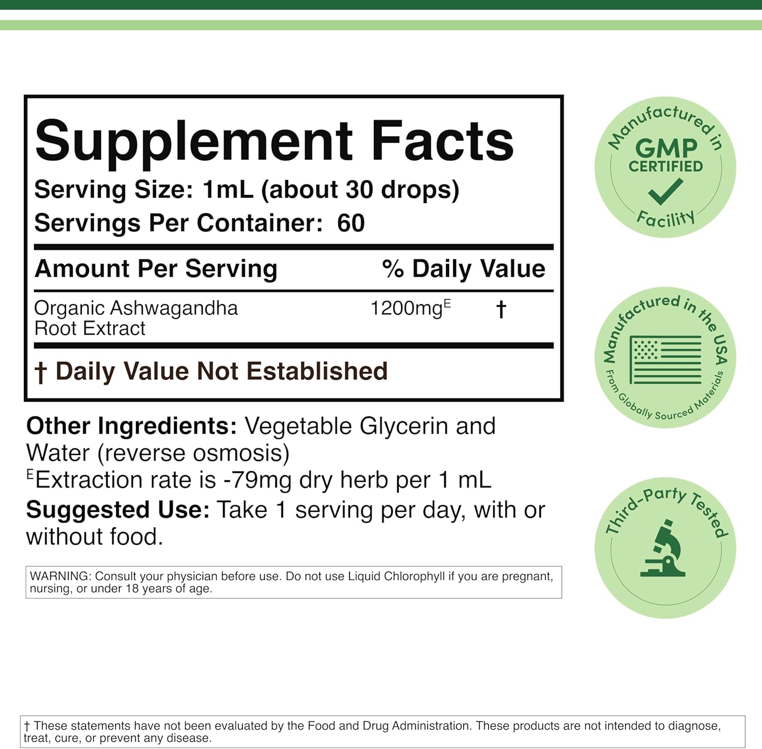 Ashwagandha Organic Drops for Stress Relief (1,200mg, 60 Servings) Ashwagandha Tincture for Adrenal Support and Cortisol Manager (Vegan Safe, Gluten Free, Non-GMO) by Double Wood - Image 2