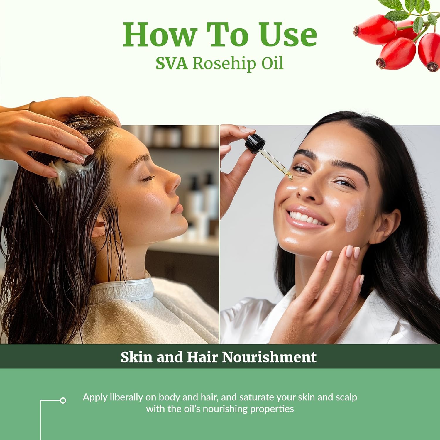 SVA Rosehip Seed Oil - 4 Fl Oz – 100% Natural & Cold Pressed - for Face, Skin Care, Hair Care, Scalp Massage & Body Massage – Carrier Oil with Dropper - Image 5