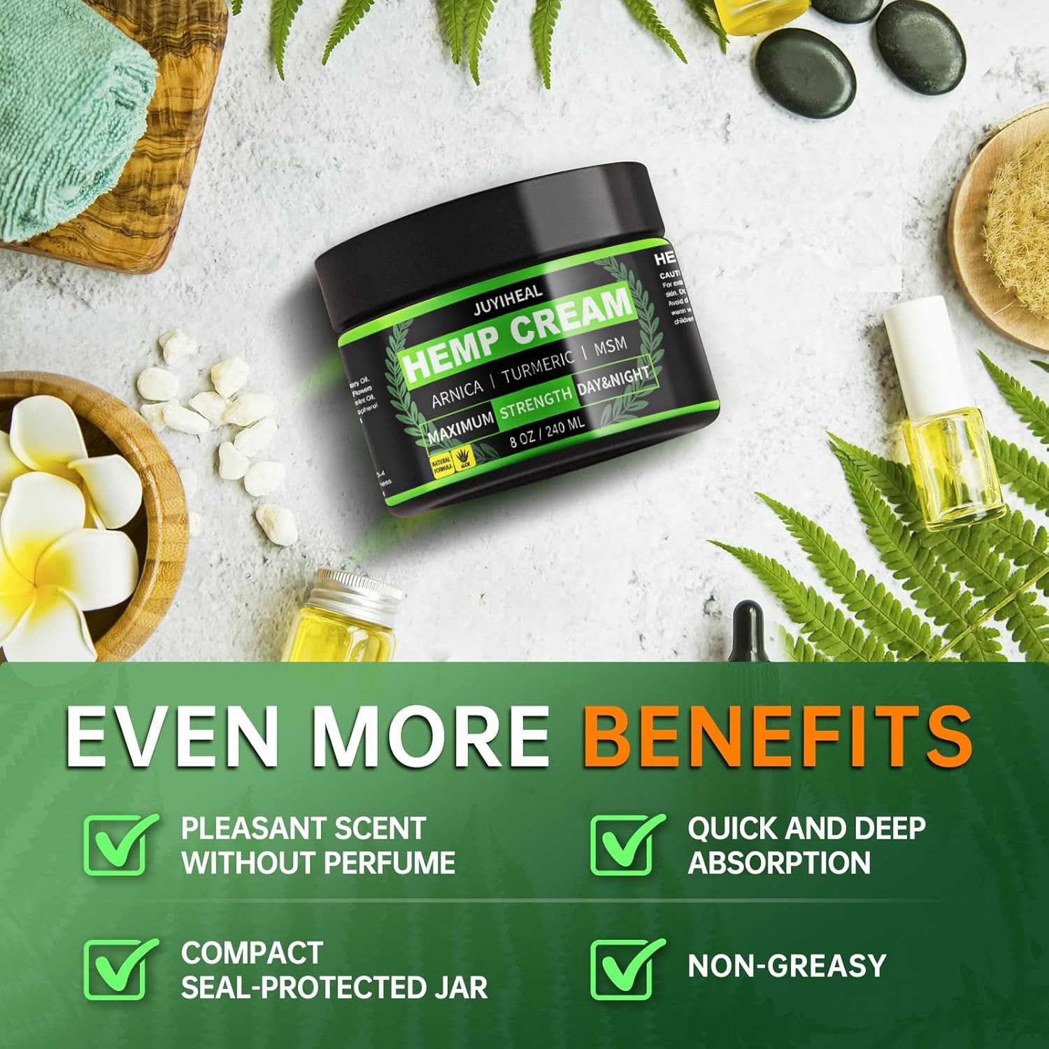 8oz Natural Instant Hemp Cream - Hemp Oil & Arnica, MSM, Turmeric, Menthol, Aloe-Natural Hemp Oil Extract Gel - Image 5