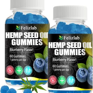Hemp Gummies for Sleep Pain Anxiety -120 Count Plant Based Natural Hemp Oil Extract Gummy with Omega & Vitamin B for Relaxation and Peace - in a Raspberry Shape (Blueberry Flavor)