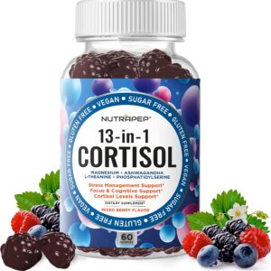 NutraPep Cortisol Gummies for Women Men - 13-in-1 High Cortisol Reducer with Ashwagandha Magnesium L-theanine Rhodiola Rosea - Daily Cortisol Detox Manager for Stress Focus Support - Vegan Sugar Free