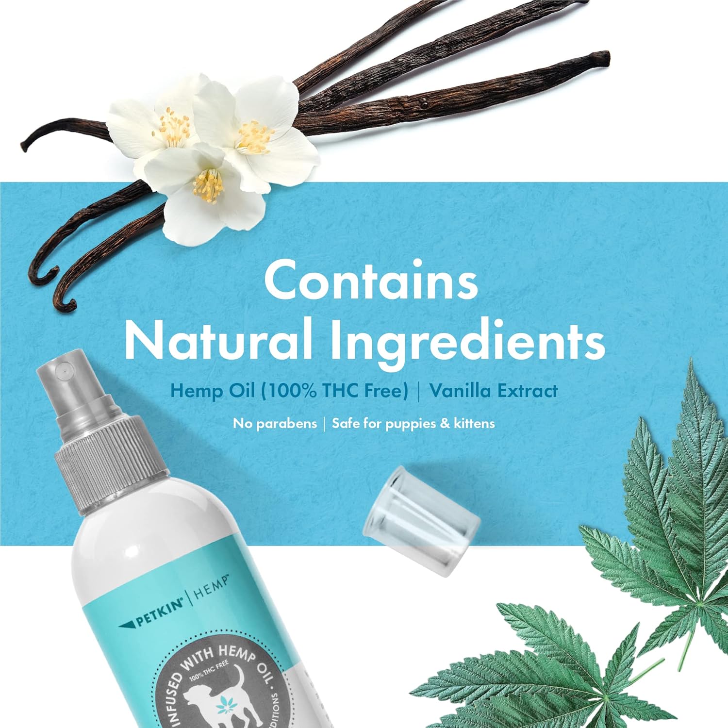 Petkin Hemp Fragrance for Dogs and Cats - With Hemp Oil & Soothing Vanilla Extract, 8 oz - Soothes, Calms & Conditions - Keeps Pet Smelling Great - For Home, Travel & Use on Pet Bedding - Image 5