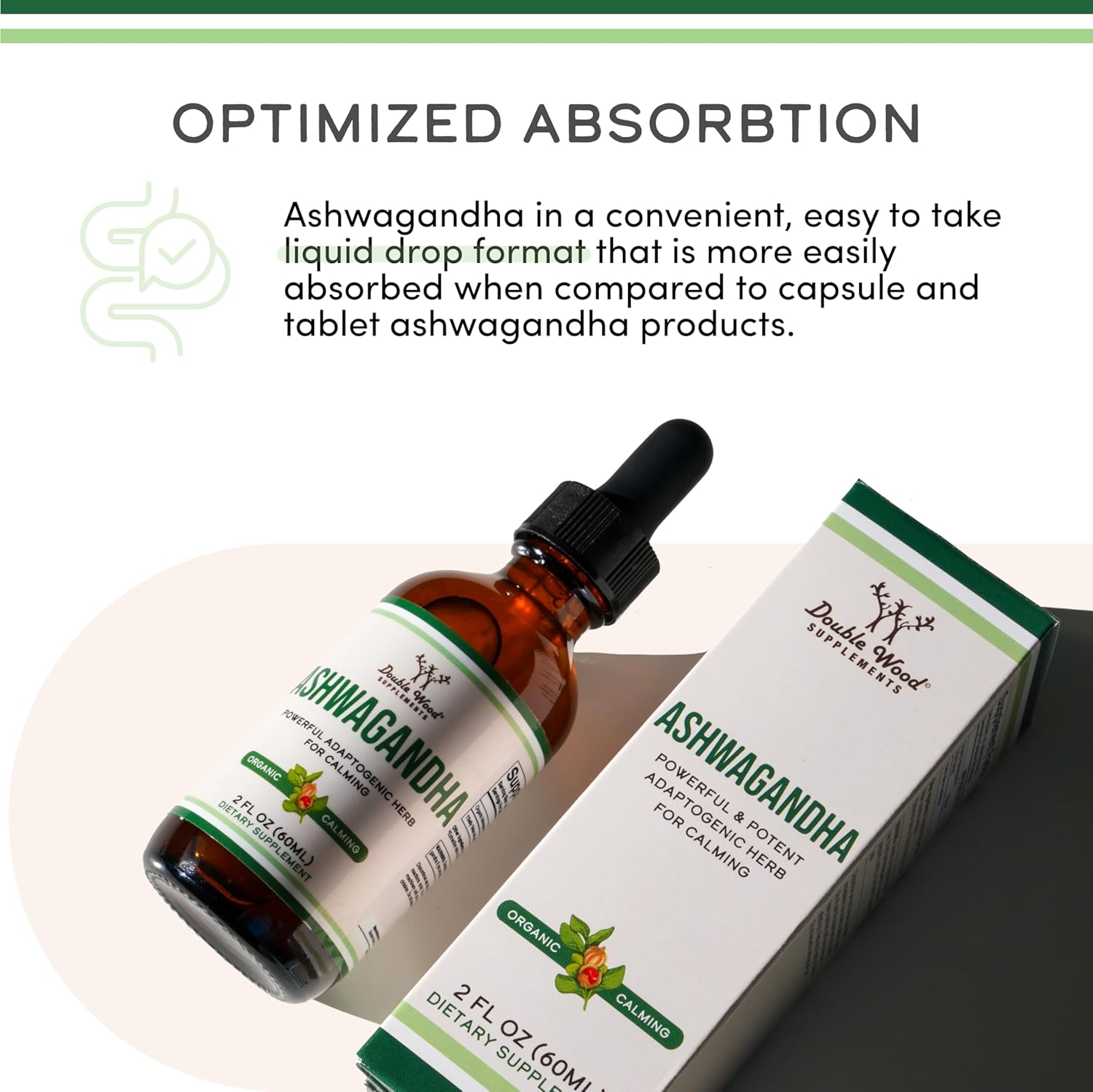 Ashwagandha Organic Drops for Stress Relief (1,200mg, 60 Servings) Ashwagandha Tincture for Adrenal Support and Cortisol Manager (Vegan Safe, Gluten Free, Non-GMO) by Double Wood - Image 5