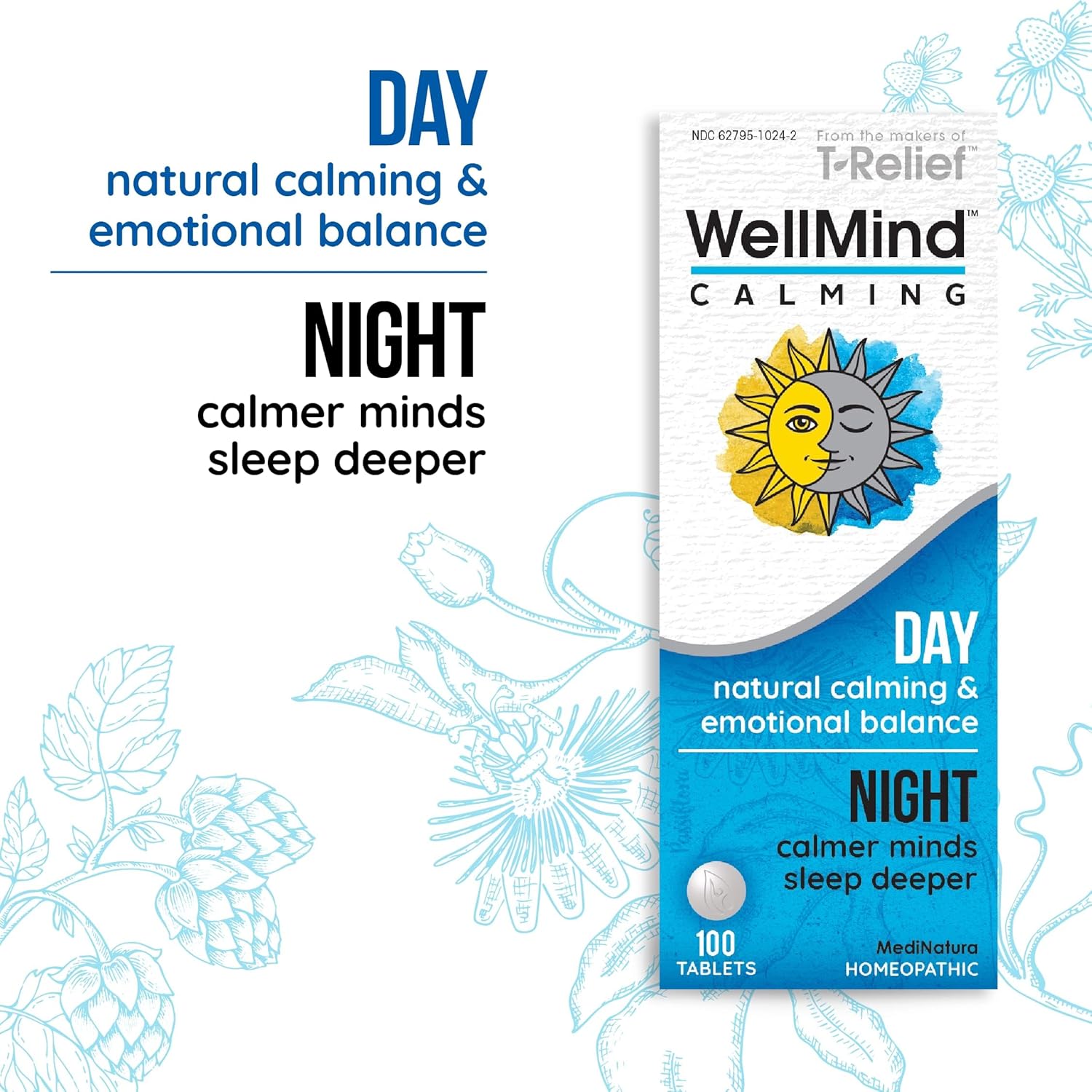 MediNatura WellMind Calming Tablets – Formula for Natural Calming – Supports Relaxation & Calm Moods – Day & Night Use – 100 Count - Image 3