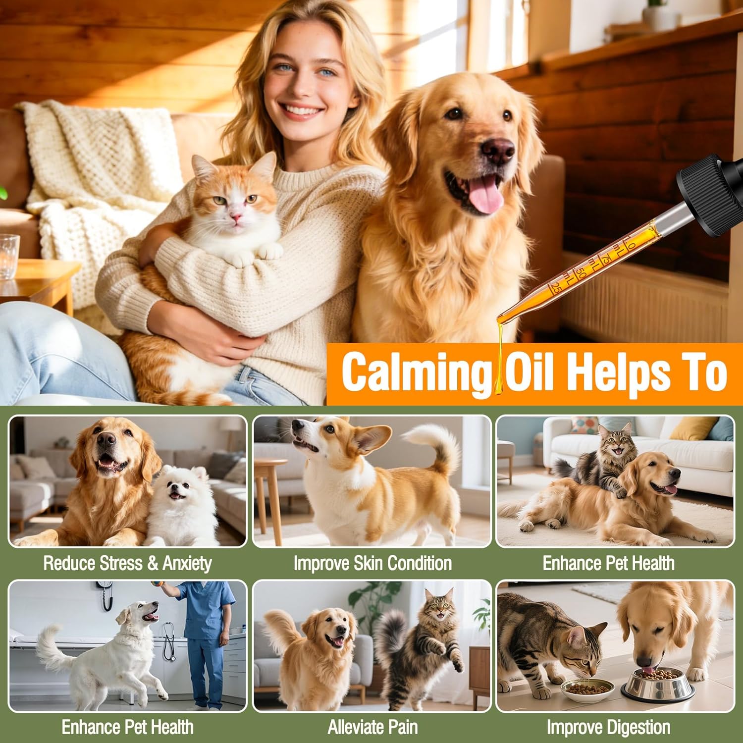Calming Oil for Dogs & Cats, Relief Stress for Dogs, Reduces Conflict Between Cats Effective Anxiety Relief for Cats 60ml (B) - Image 2