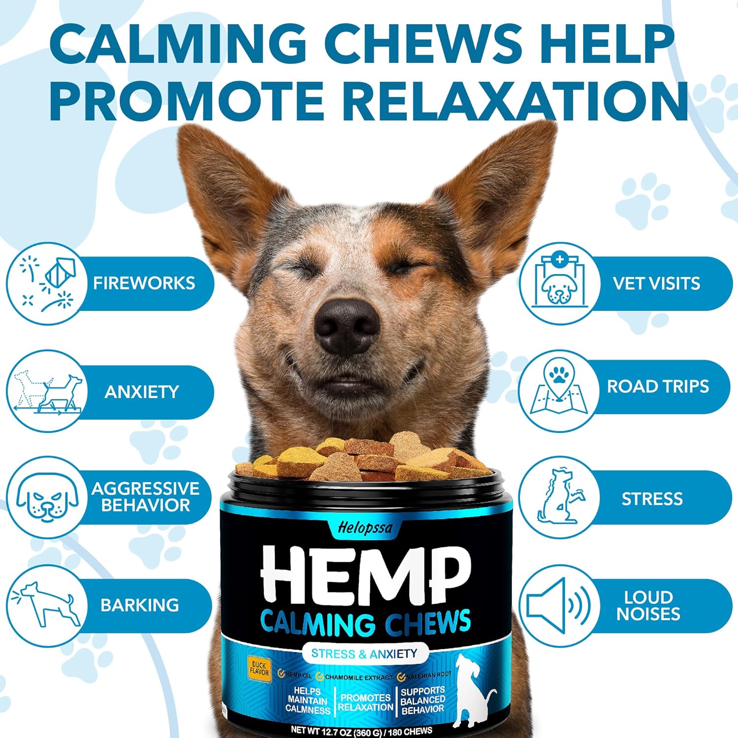 Hemp Calming Chews for Dogs with Anxiety and Stress - 360 Soft Dog Calming Treats - Dog Anxiety Relief - Storms, Fireworks, Thunder, Barking, Separation Aid - Valerian Root - L-Tryptophan - Hemp Oil - Image 2