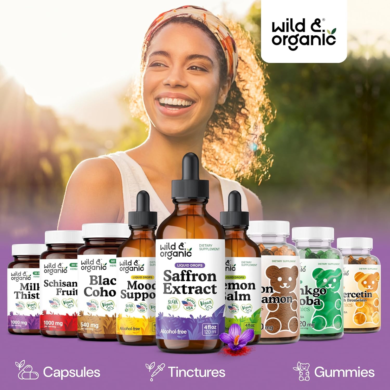 Wild & Organic Saffron Supplements 88.5 mg - Mood, Focus & Eye Support - Saffron Extract Liquid Drops - Add to Tea - 5-Month Supply - Crocus Sativus Herb - Vegan, Sugar & Alcohol-Free Tincture - 4 oz - Image 5