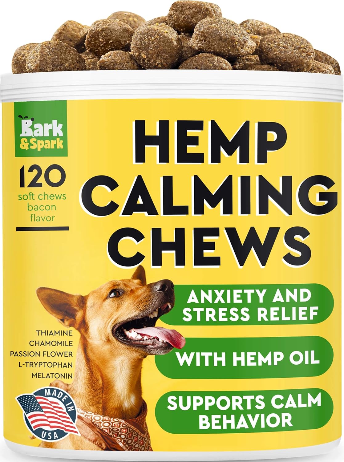 Glucosamine Dog Treats + Calming Hemp Treats Bundle - Senior Advanced Joint Health + Anxiety Relief - Chondroitin, Omega-3 + Hemp Oil - Hip & Joint Care + Stress Relief - 120 + 120 Chews - Made in USA - Image 7