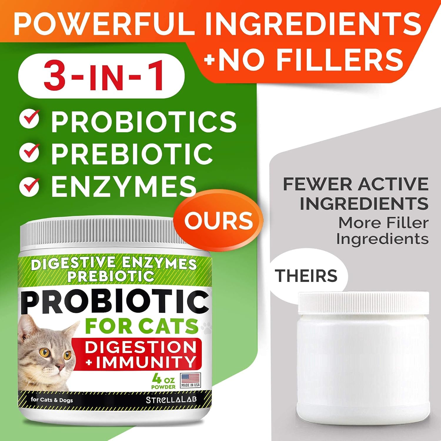 8oz Probiotics Powder + 240ct Hemp Glucosamine Joint Supplement Bundle - Relieves Diarrhea + Joint Pain Relief - Digestive Enzymes + Prebiotics + Omega 3, Hemp Oil + Chondroitin, MSM - Made in USA - Image 3