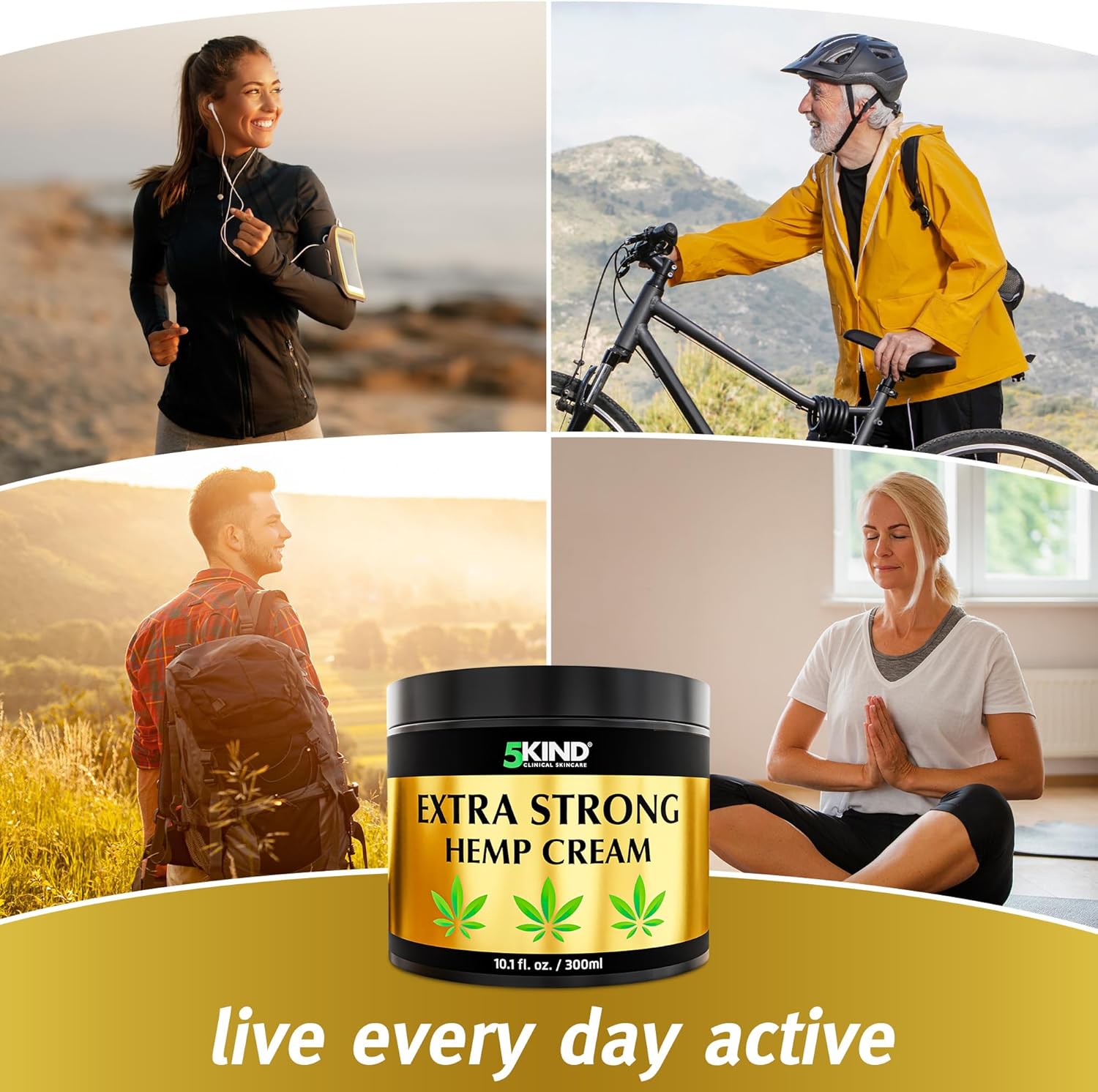 5kind Extra Strong Hemp Cream 10.1 fl oz - Maximum Strength - Natural Topical Cream - Muscle Rub for Lower Back, Joints, Neck, Knees, Shoulders - Image 4