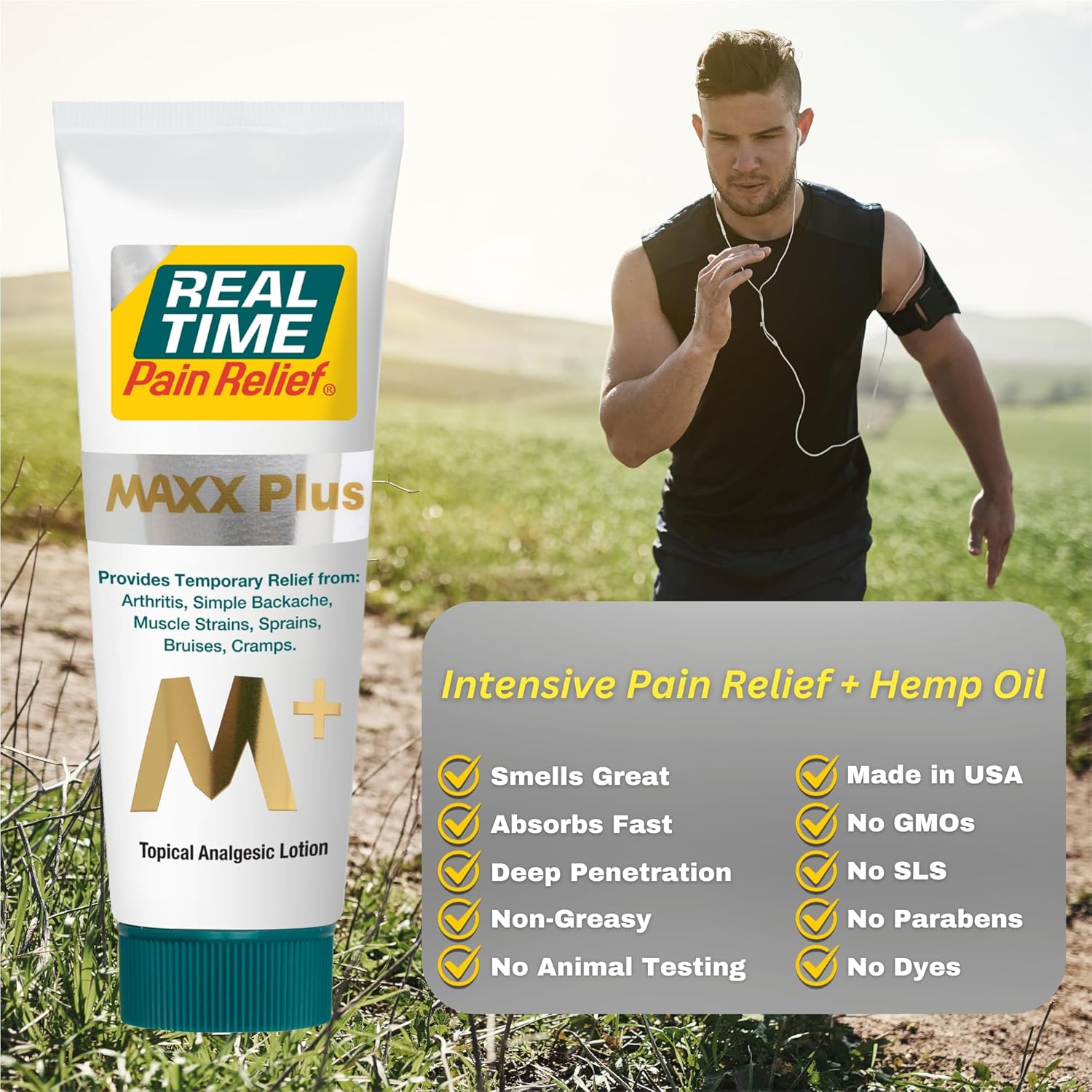 Real Time Pain Relief MAXX Plus - 7oz Tube | Intensive Formula with 19 Natural Ingredients Including Hemp Oil | Fast-Acting Relief for Muscle Pain, Arthritis, Backaches, and More - Image 3