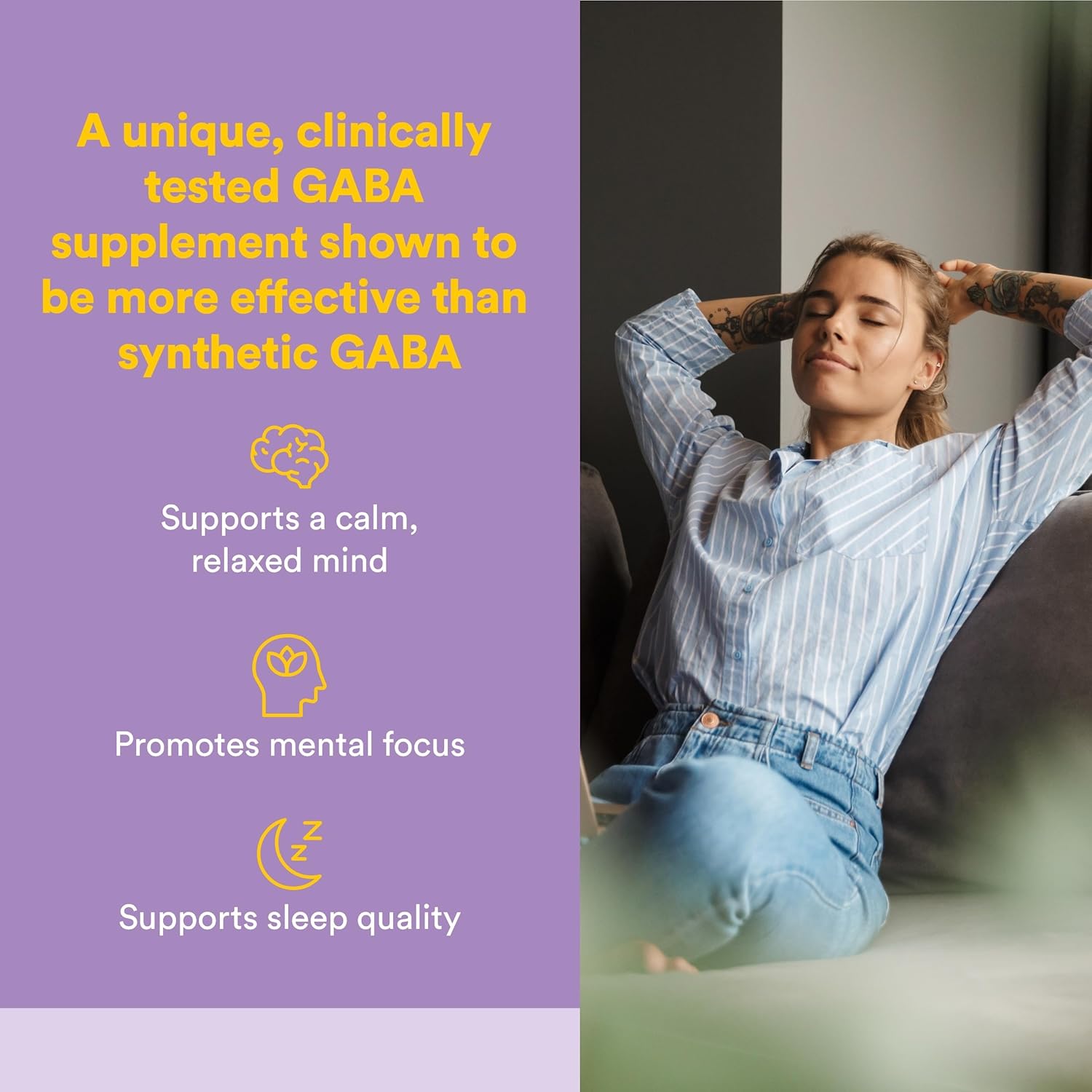 Natural Factors Pharma GABA - Dietary Supplement Supports Calm Sleep & Sleep Quality - Natural, Fast-Working Supplement Aids Focus & Brain Health - 60 Chewable Tablets (30 Servings) - Image 2