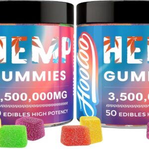 Hemp Gummies Big Cubes Extra Strength for Bedtime Support, Unwind, 6 Fruity Flavors Chewable Hemp Gummy Vitamins for Adults, Pack of 2, Made in USA