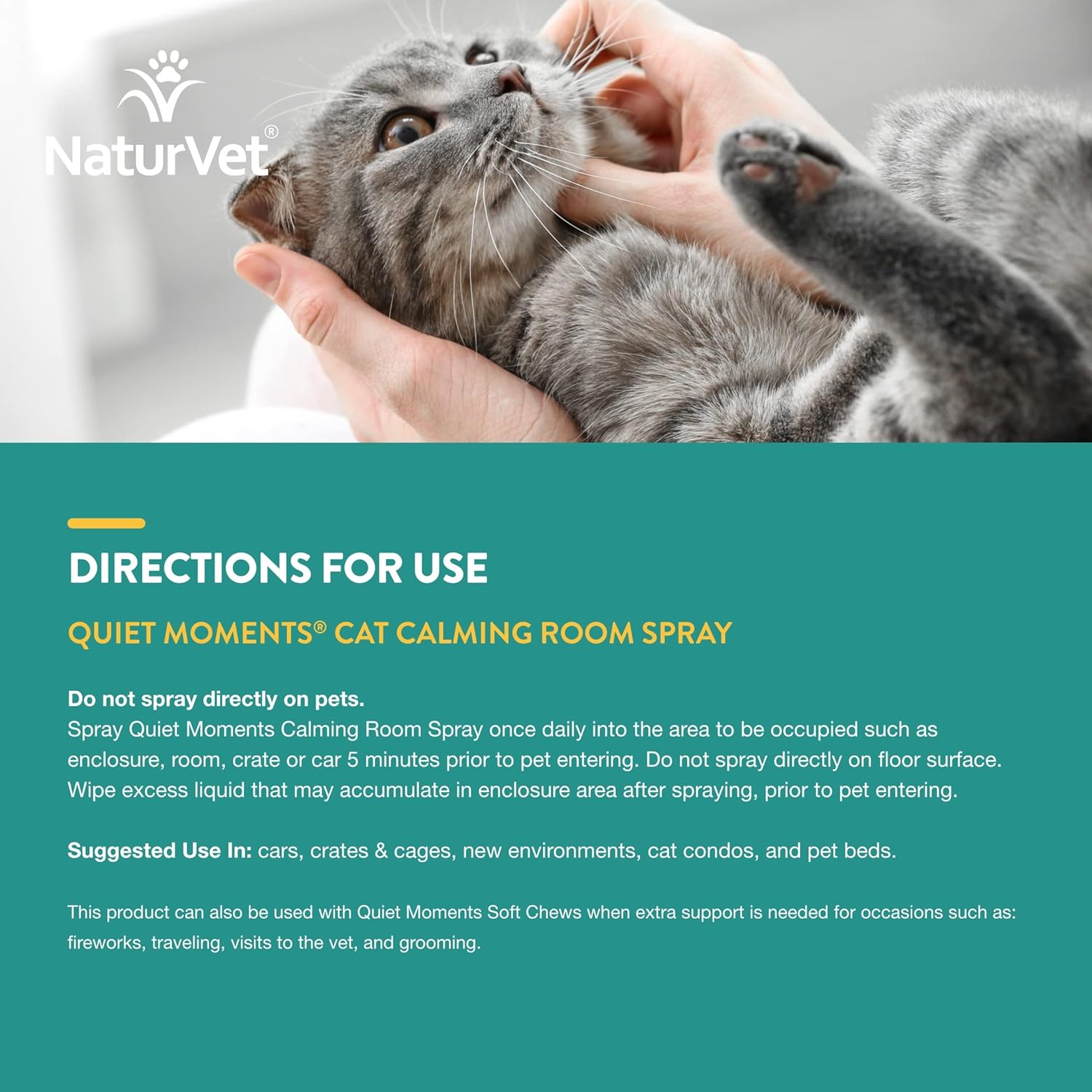 NaturVet Hemp Quiet Moments Calming Drops for Cat, 1oz & Quiet Moments Herbal Calming Spray, 8 Ounce - Feline - Image 6