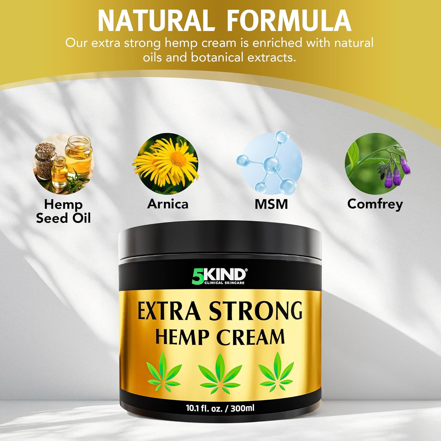 5kind Extra Strong Hemp Cream 10.1 fl oz - Maximum Strength - Natural Topical Cream - Muscle Rub for Lower Back, Joints, Neck, Knees, Shoulders - Image 3