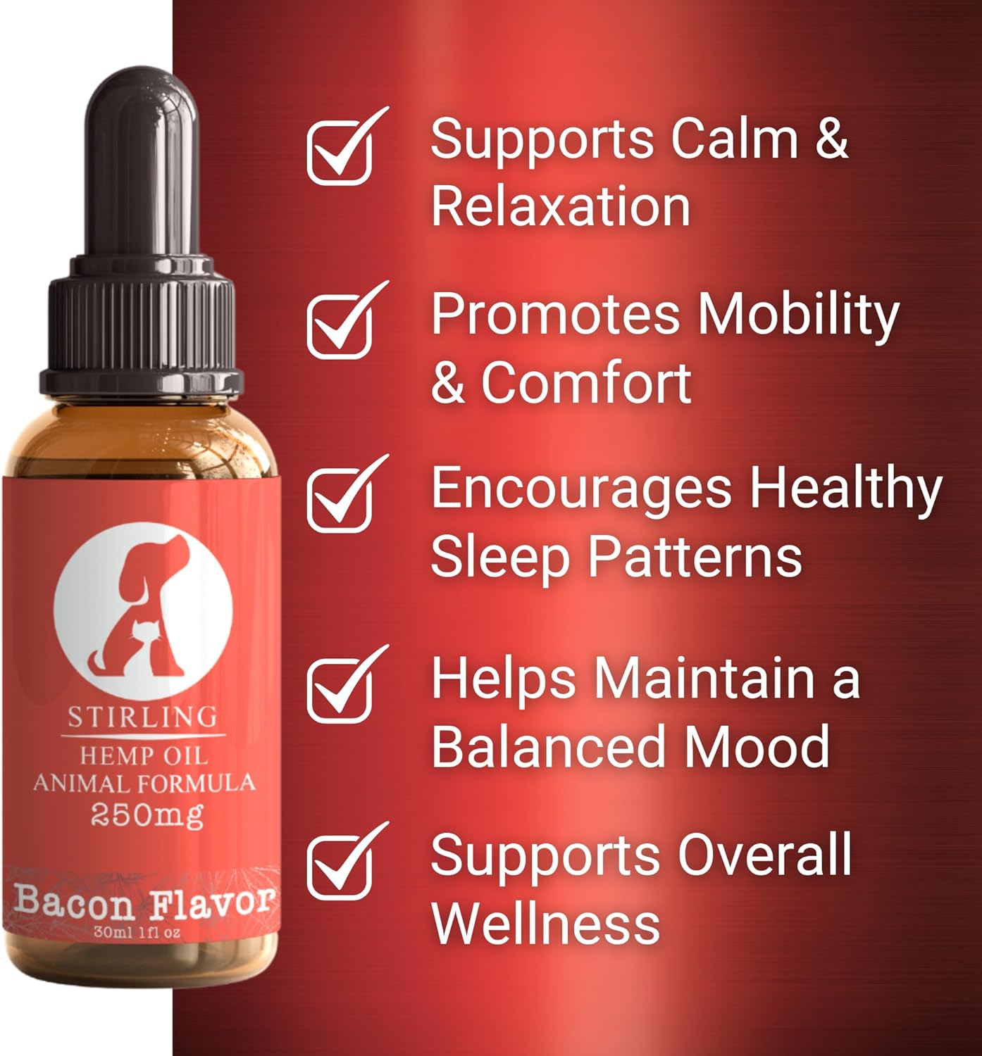Stirling Powerful Hemp Oil for Dogs and Cats - Helps Relieve Pain and Sore Muscles - Reduces Dog and Cat Separation Anxiety - Calming - Relief - No Drowsiness - 250mg - Image 3