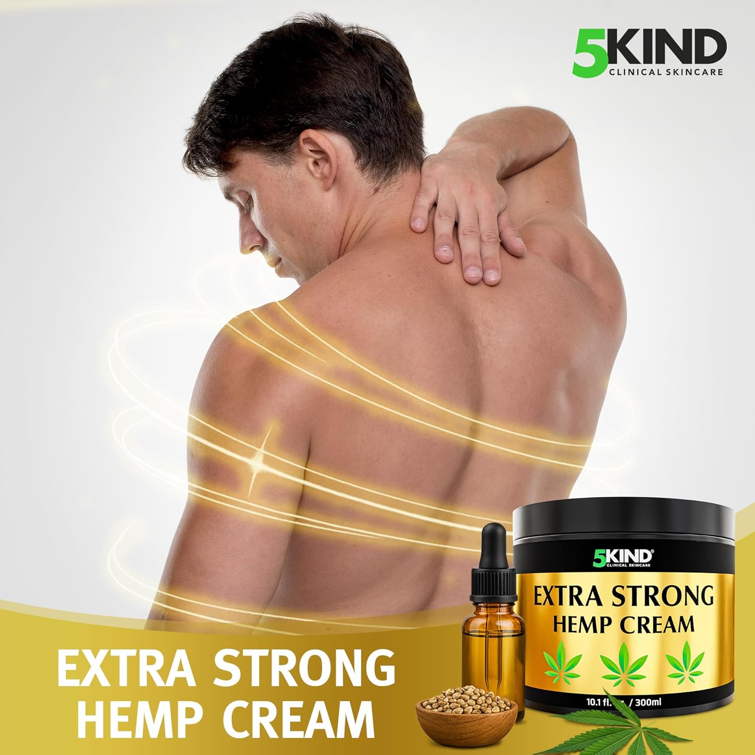 5kind Extra Strong Hemp Cream 10.1 fl oz - Maximum Strength - Natural Topical Cream - Muscle Rub for Lower Back, Joints, Neck, Knees, Shoulders - Image 2