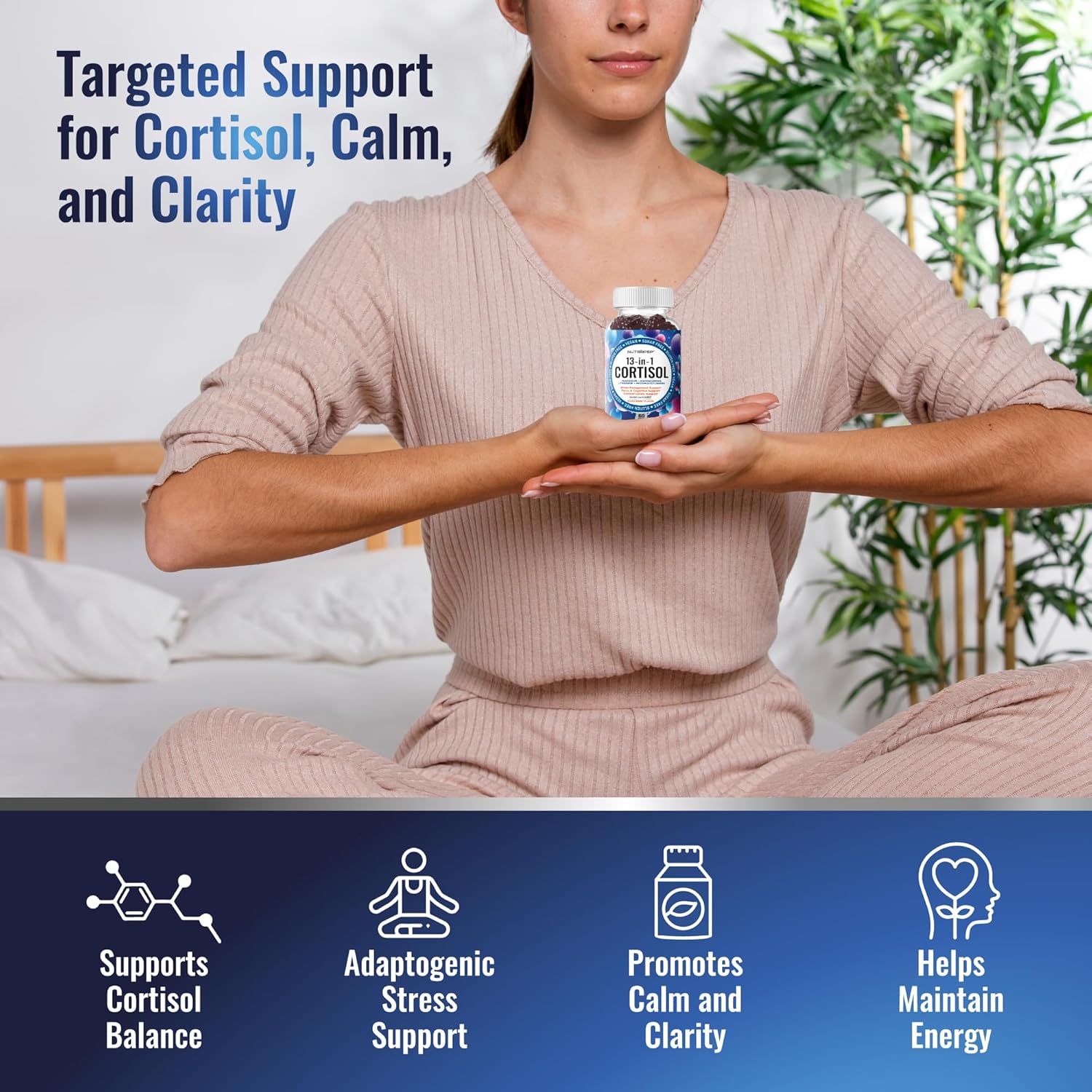 NutraPep Cortisol Gummies for Women Men - 13-in-1 High Cortisol Reducer with Ashwagandha Magnesium L-theanine Rhodiola Rosea - Daily Cortisol Detox Manager for Stress Focus Support - Vegan Sugar Free - Image 6