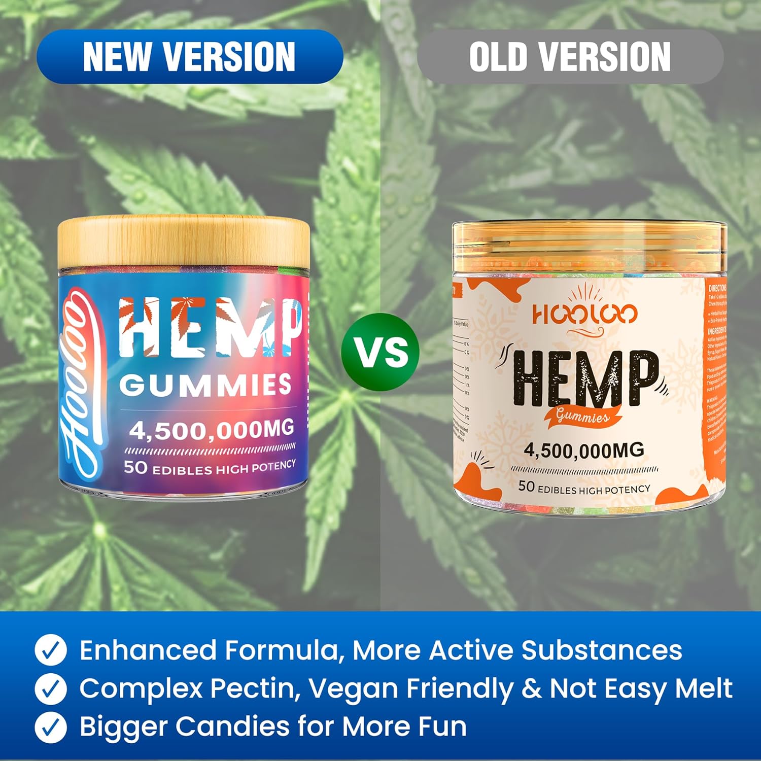 HOOLOO Hemp Gummies for Deep Bedtime Support - 4,500,000MG 2 Packs 6 Fruity Flavors Edibles for Adults - Made in USA - Image 4