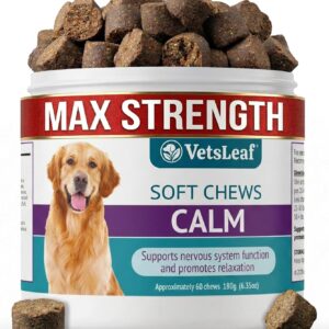Calming Chews for Dogs - Dog Anxiety Relief and Calming Sleep Support with Theanine, Lemon Balm, Taurine & Inositol - Fireworks, Thunderstorms & Separation Anxiety - Made in USA - 60 Count