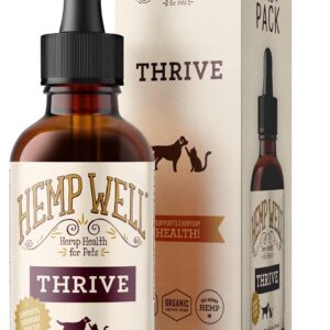 Hemp Well Thrive Oil for Dogs and Cats – Supports Hip, Joint, and Heart Health, Promotes Immune Support, Strengthens Skin and Coat, Organically Sourced – 2 Ounces