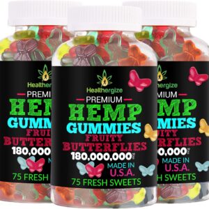 3PACK Hemp Gummies Fruity Butterflies-for Sleep, Calm, Peaceful, Back-Natural Hemp Party Gummy Beras-Made in USA