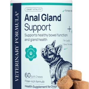 Veterinary Formula Anal Gland Support for Dogs – Vet-Formulated No Scoot Chews with Pumpkin, Ginger, Agave Inulin & Probiotics – Supports Scooting, Stool Quality & Digestive Health, 60 Soft Chews
