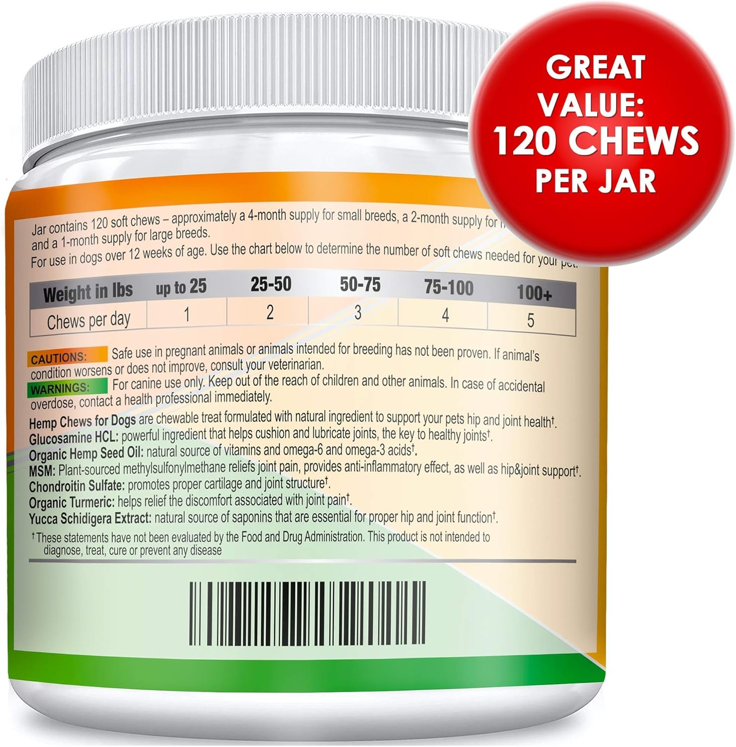 Glucosamine for Dogs Hip & Joint Supplement - Chondroitin, Omega-3, MSM - Joint Health & Pain Relief - Senior & Large Dogs - Made in USA - 120 Count Mobility Chews - Image 8