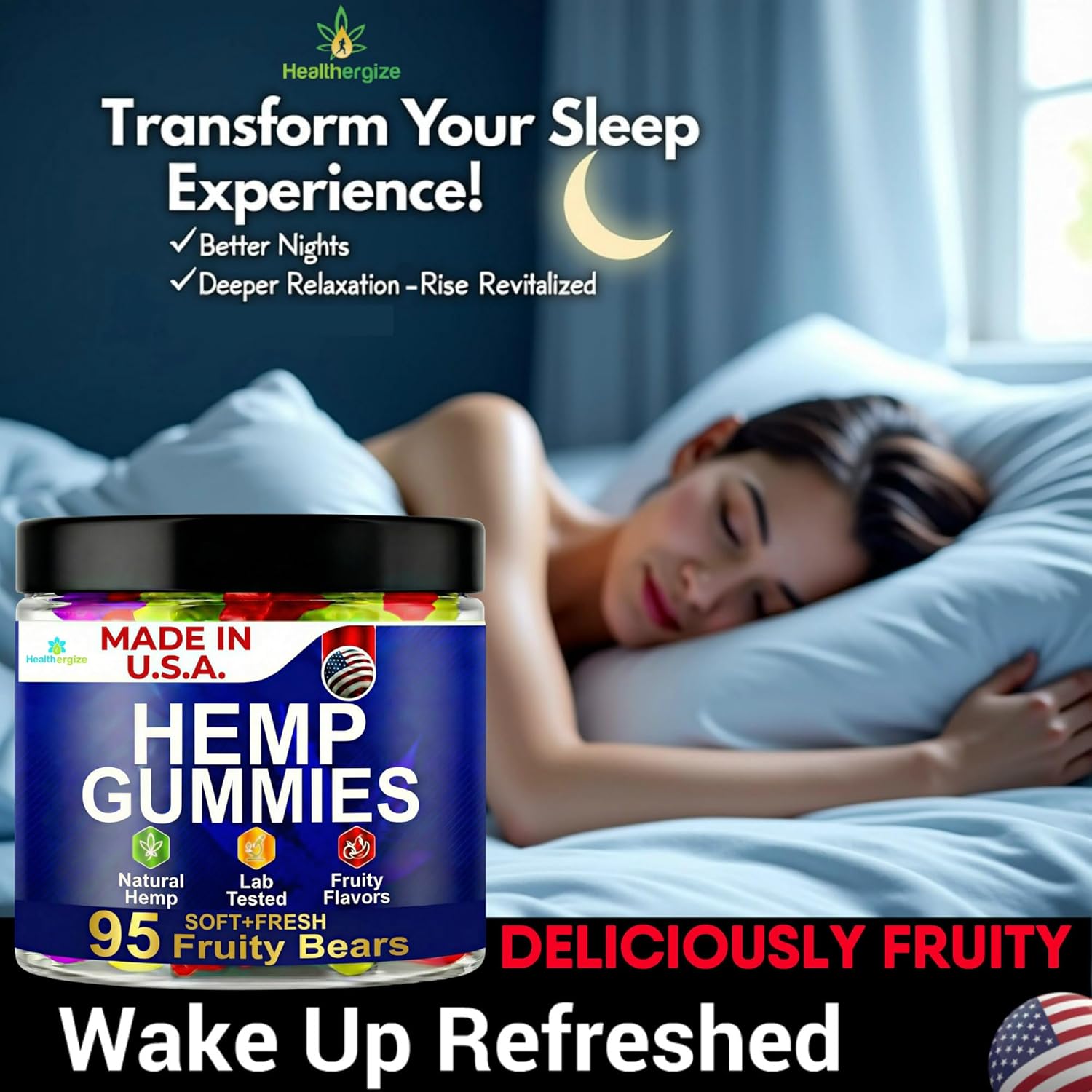 Hemp Gummies for Sleep Gummy Bear Edibles, Peace and Relaxation, Hempseed Oil Infused Fresh Soft and Fruity Candy-95 Count - Image 2